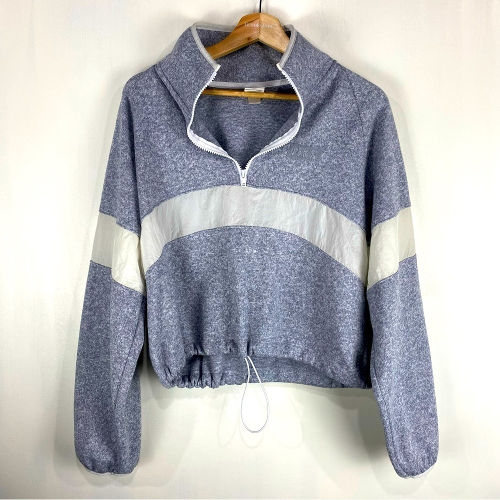 Pink Victoria Secret Blue Heather & White Colorblock Stripe Women's Quarter Zip